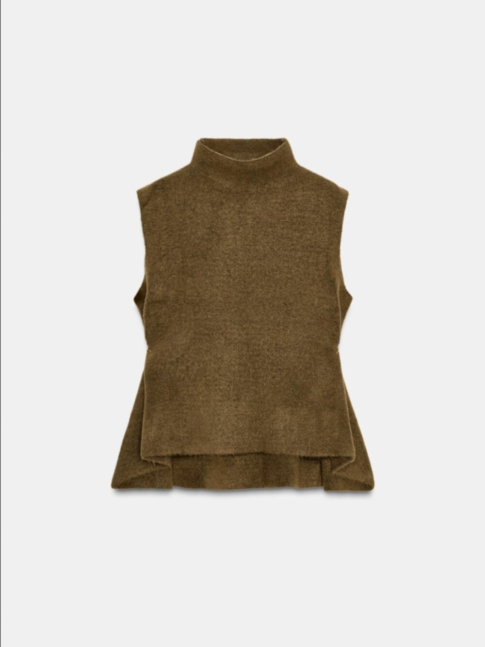 Zara ASYMMETRIC KNIT TOP WITH SIDE APPLIQUÉS Mid-green Size M